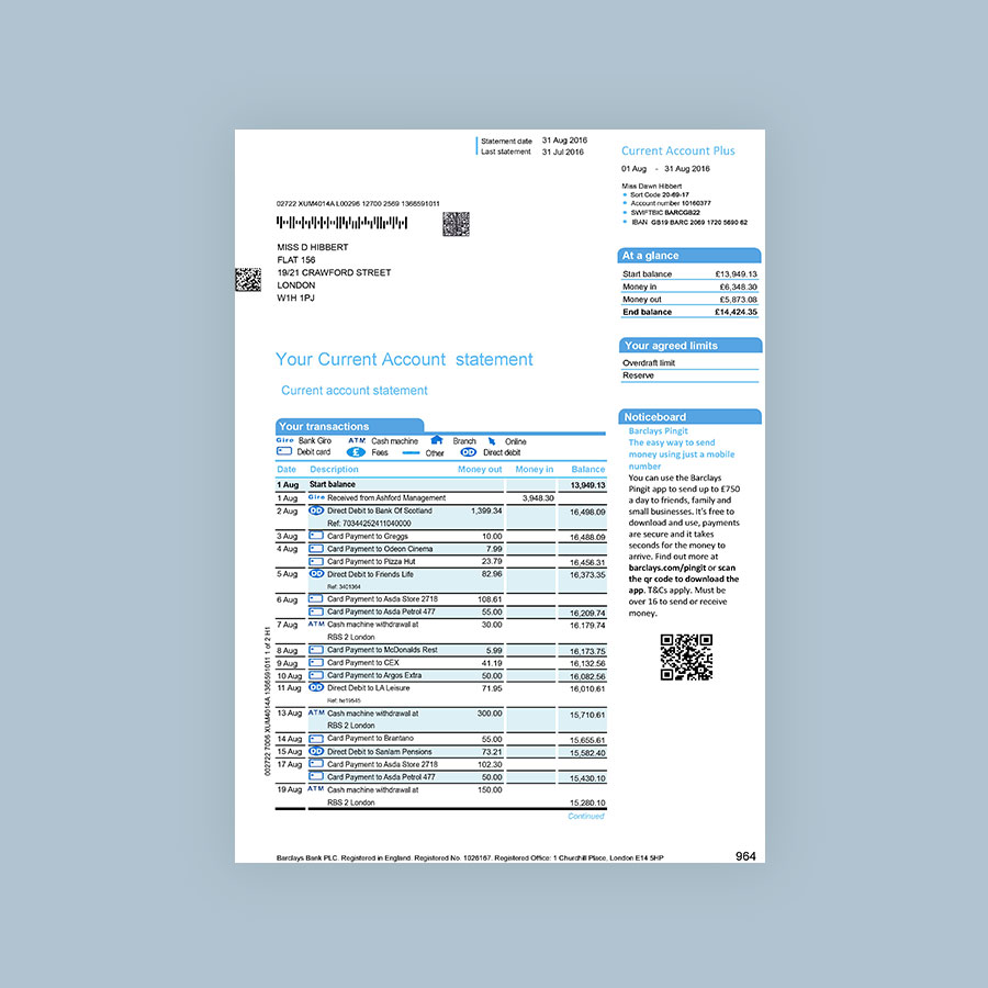 Buy A Fake Barclays Bank Statement From FakeDocuments